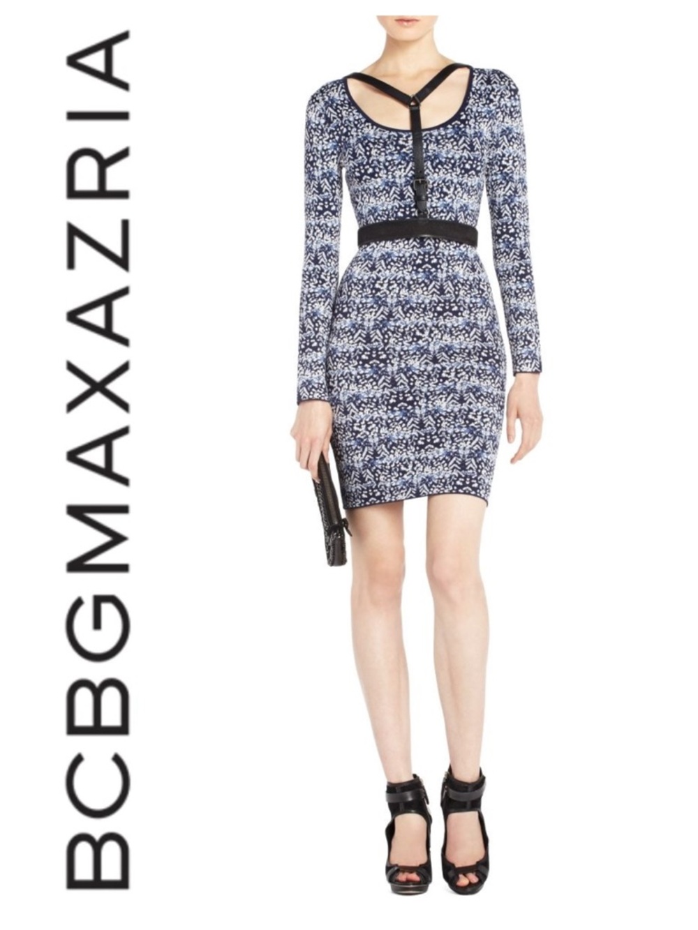 BCBGMaxAzria Sheena Feather Print Jacquard Dress
